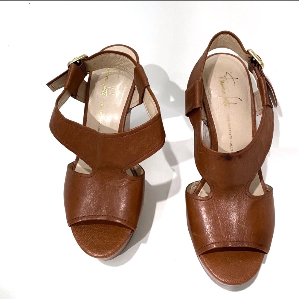 Franco Sarto Wedge Sandals Brown Size 7 - Picture 4 of 10